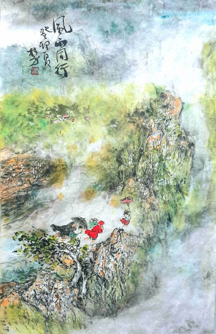 Title : 风雨同行（无框）<br>Medium : Chinese Ink<br>
Size : 75x47cm <br>Year : 2023 <br>Price : RM 30000